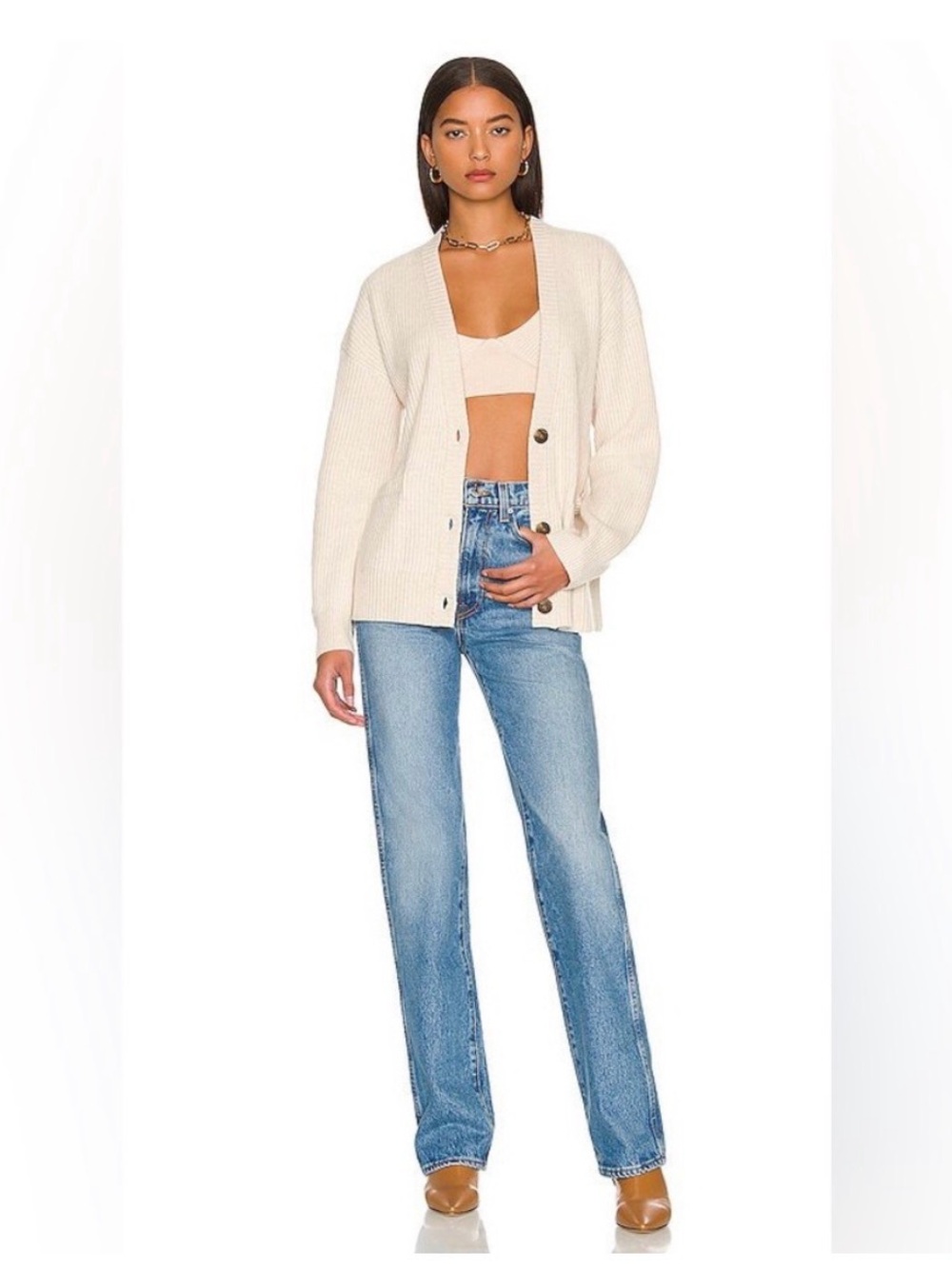 NWT GRLFRND Sara Super High Rise Slim Straight Jeans in LENOX HILL Sz 26